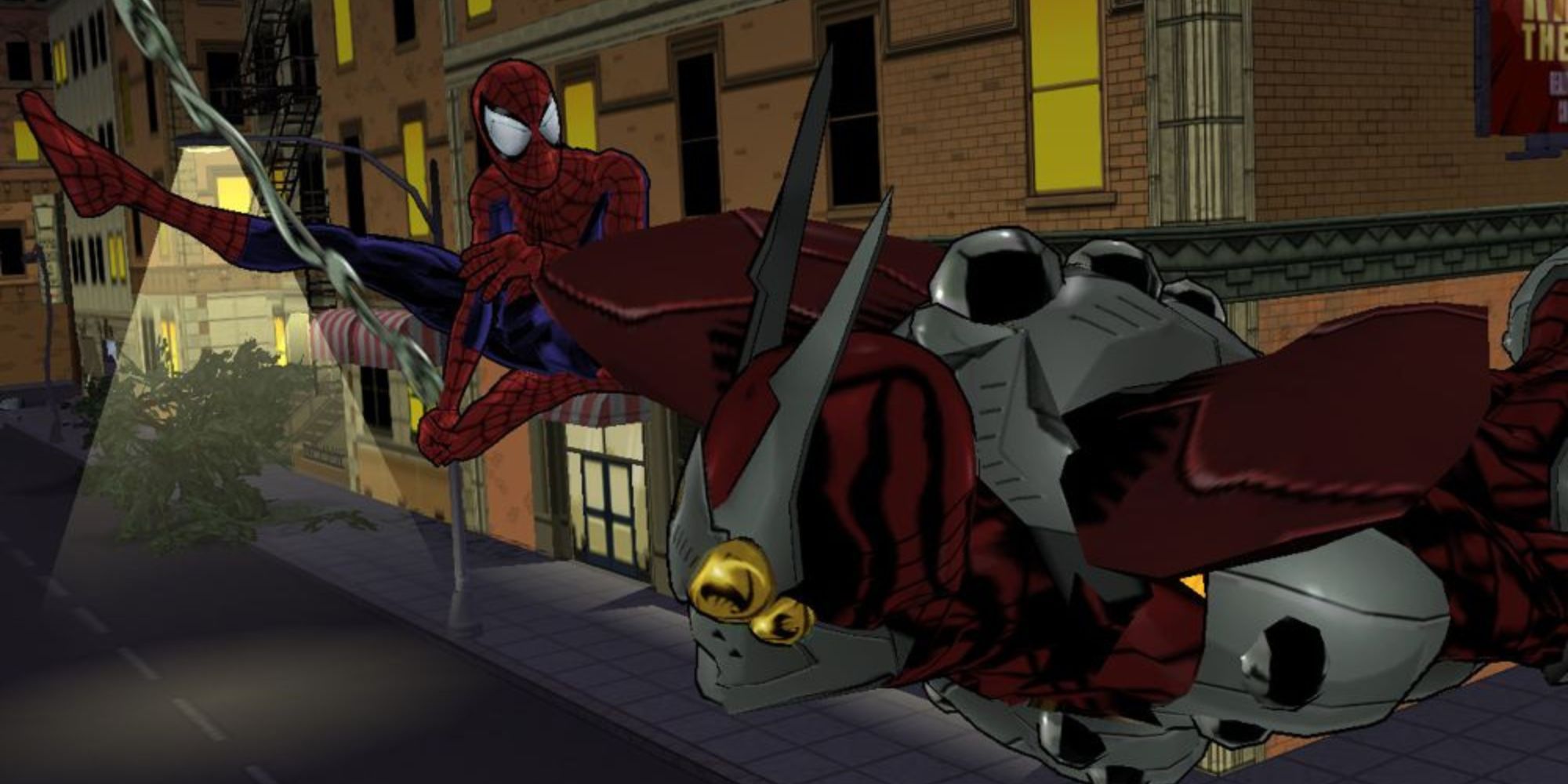 Spider-Man fighting Beetle.