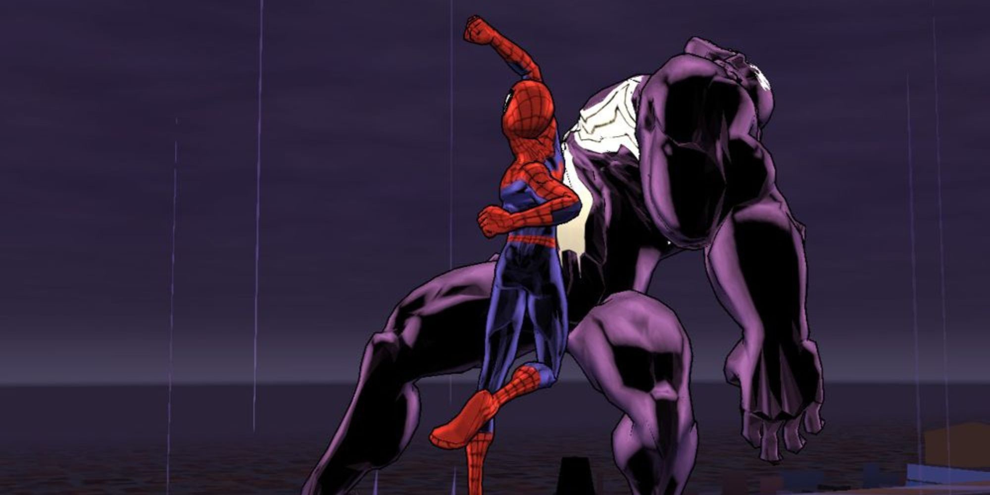 Spider-Man fighting Venom.