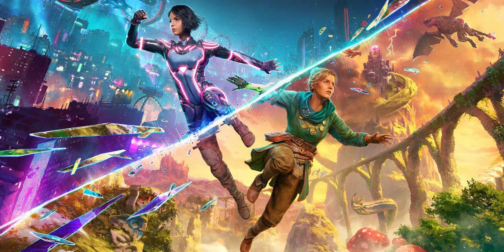 Split Fiction character key art cover 2x1 crop