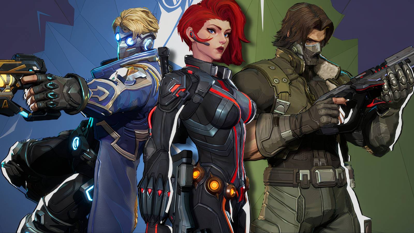 Split image of Star-Lord, Black Widow, and Winter Soldier in Marvel Rivals