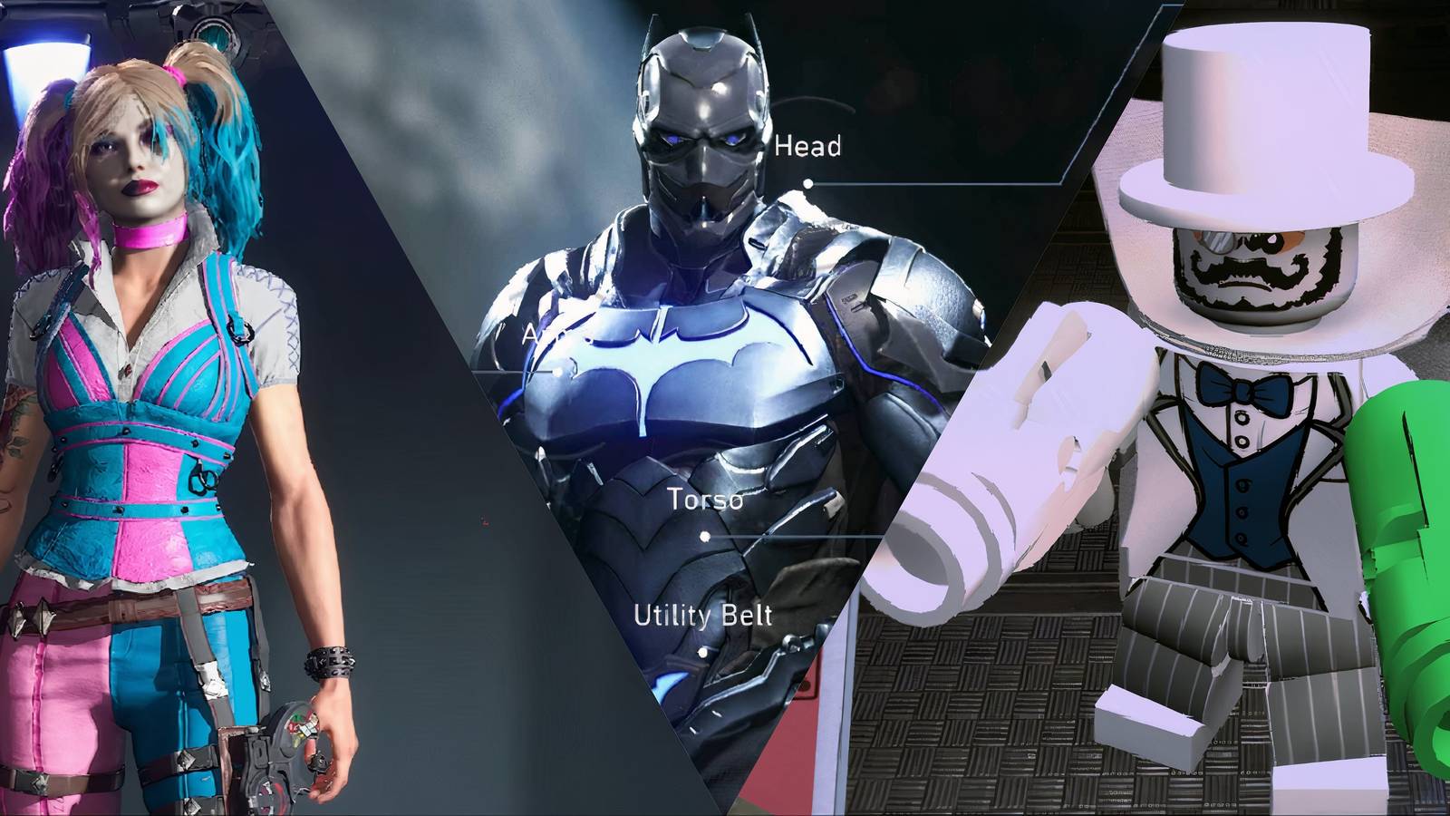 Split image of Suicide Squad Kill The Justice League, Injustice 2, and LEGO DC Super Villains