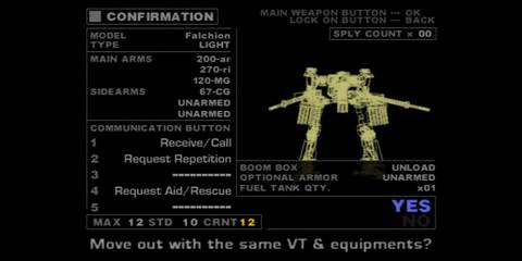 Steel Battalion customization options pre-mission