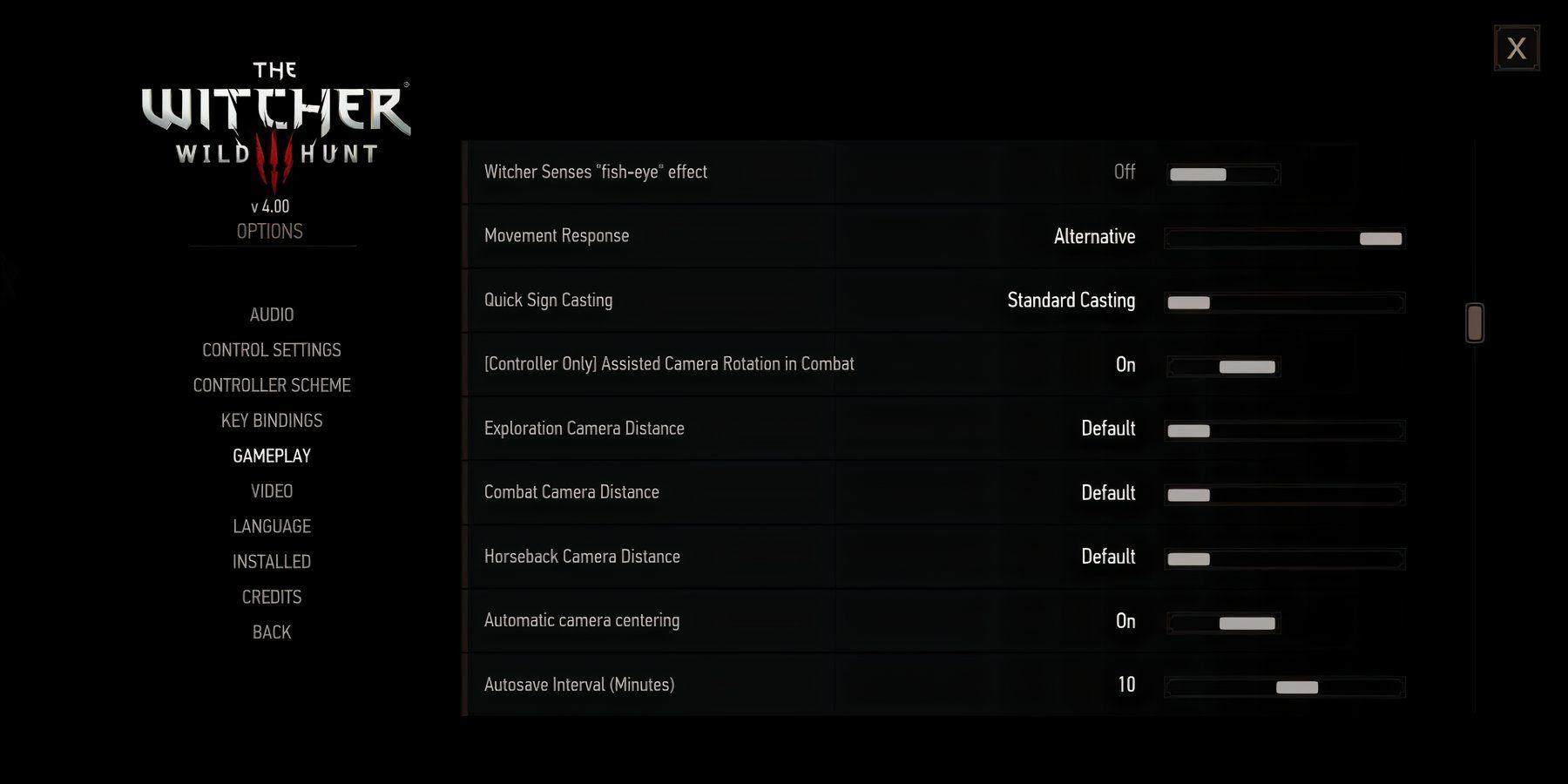 Changing camera distance settings in The Witcher 3