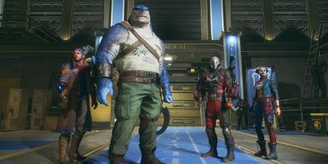 Suicide Squad standing for the camer