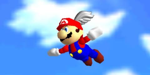 Mario wearing the Wing Cap in Super Mario 64