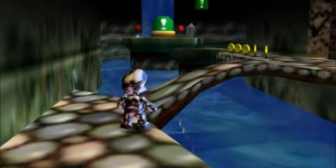 Mario using the Metal Cap in Super Mario 64