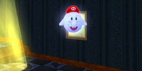 Boo Mario after using the Boo Mushroom in Super Mario Galaxy