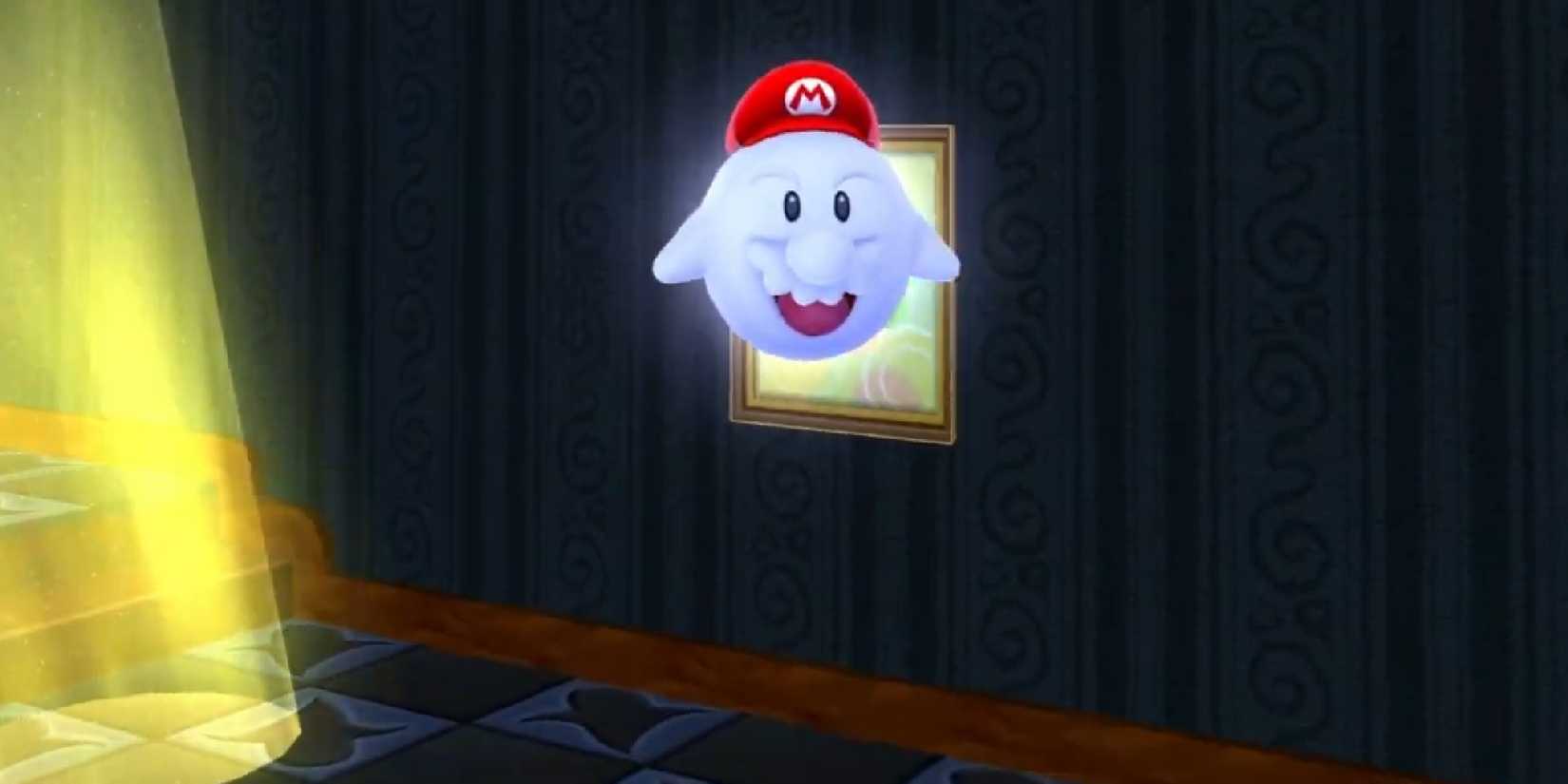 Boo Mario after using the Boo Mushroom in Super Mario Galaxy