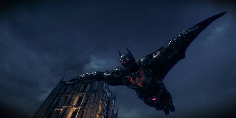 batman soaring through the sky