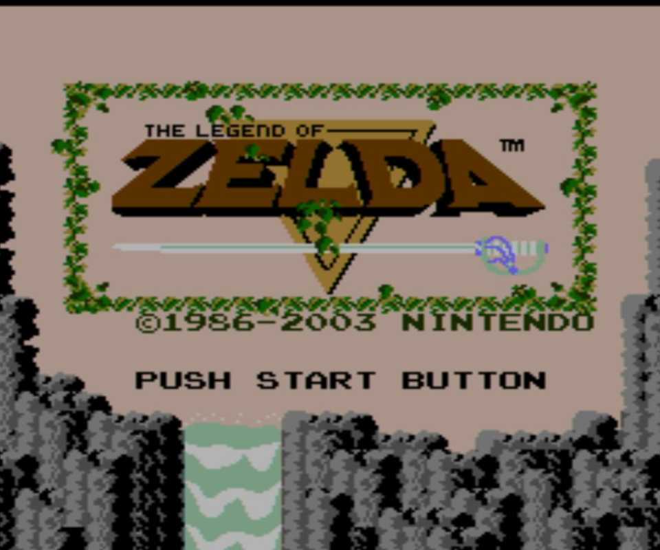 The Legend of Zelda title screen.