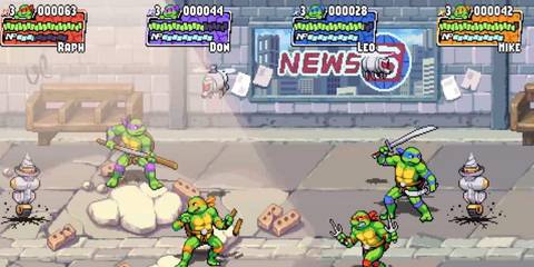 The Teenage Mutant Ninja Turtles Attack Enemies In The Streets Of TMNT Shredder's Revenge