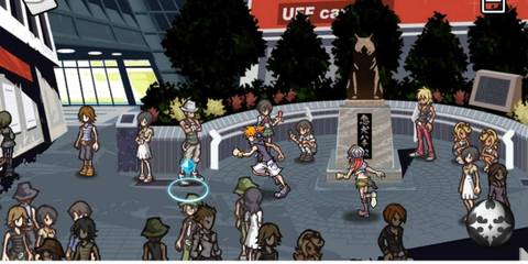 The World Ends With You Neku in crowded Shibuya