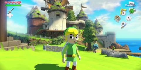 Link exploring a village in The Legend of Zelda: The Wind Waker