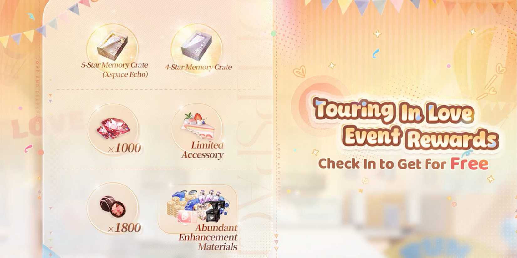 touring in love event log in rewards in love and deepspace