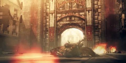 a soldier dying next to a chocobo in final fantasy type-0