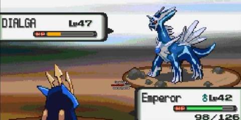 A player battling Dialga in Pokemon Diamond and Pearl