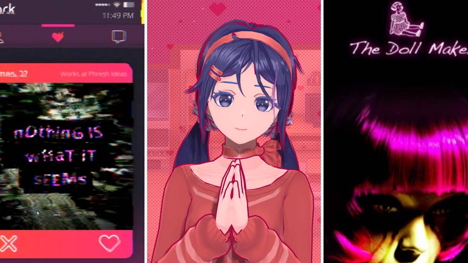 A grid showing the games Simulacra, MiSide, and Welcome to the Game