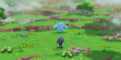 A player looking at Regice in Pokemon Brilliant Diamond and Shining Pearl