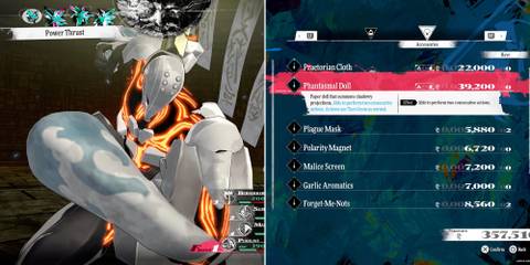 The Pugilist Using Power Thrust & The Phantasmal Doll In The Shop Menu 