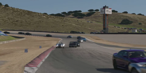 A Race on the Laguna Seca Track From Gran Turismo 7