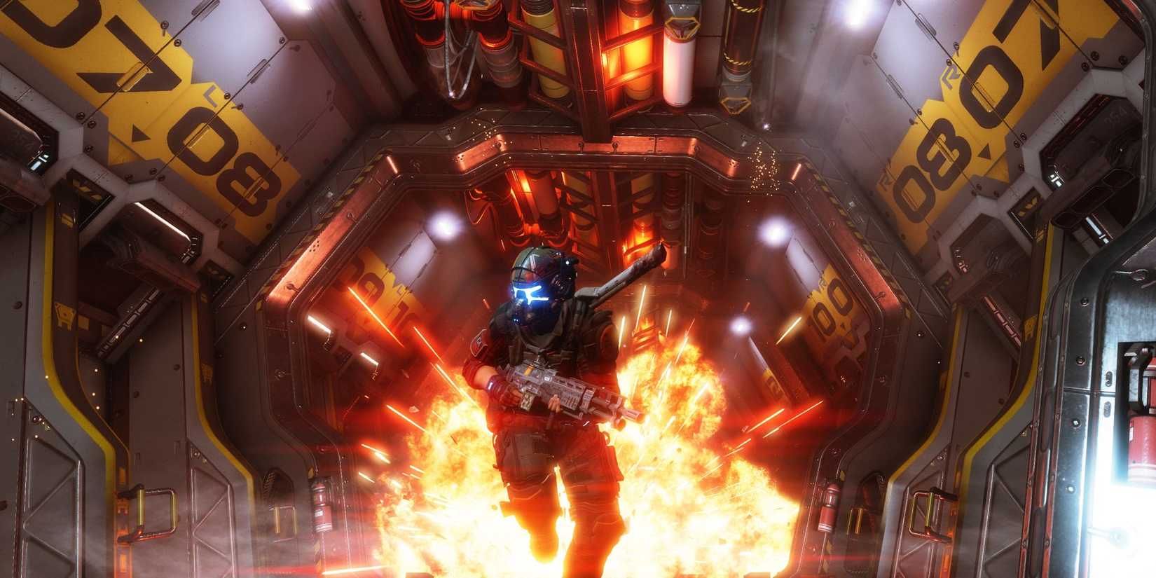 Titanfall 2 Pilot running from explosion