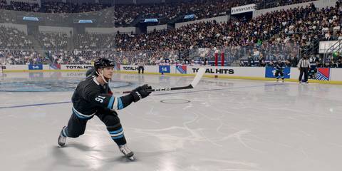 a utah player taking a slapshot