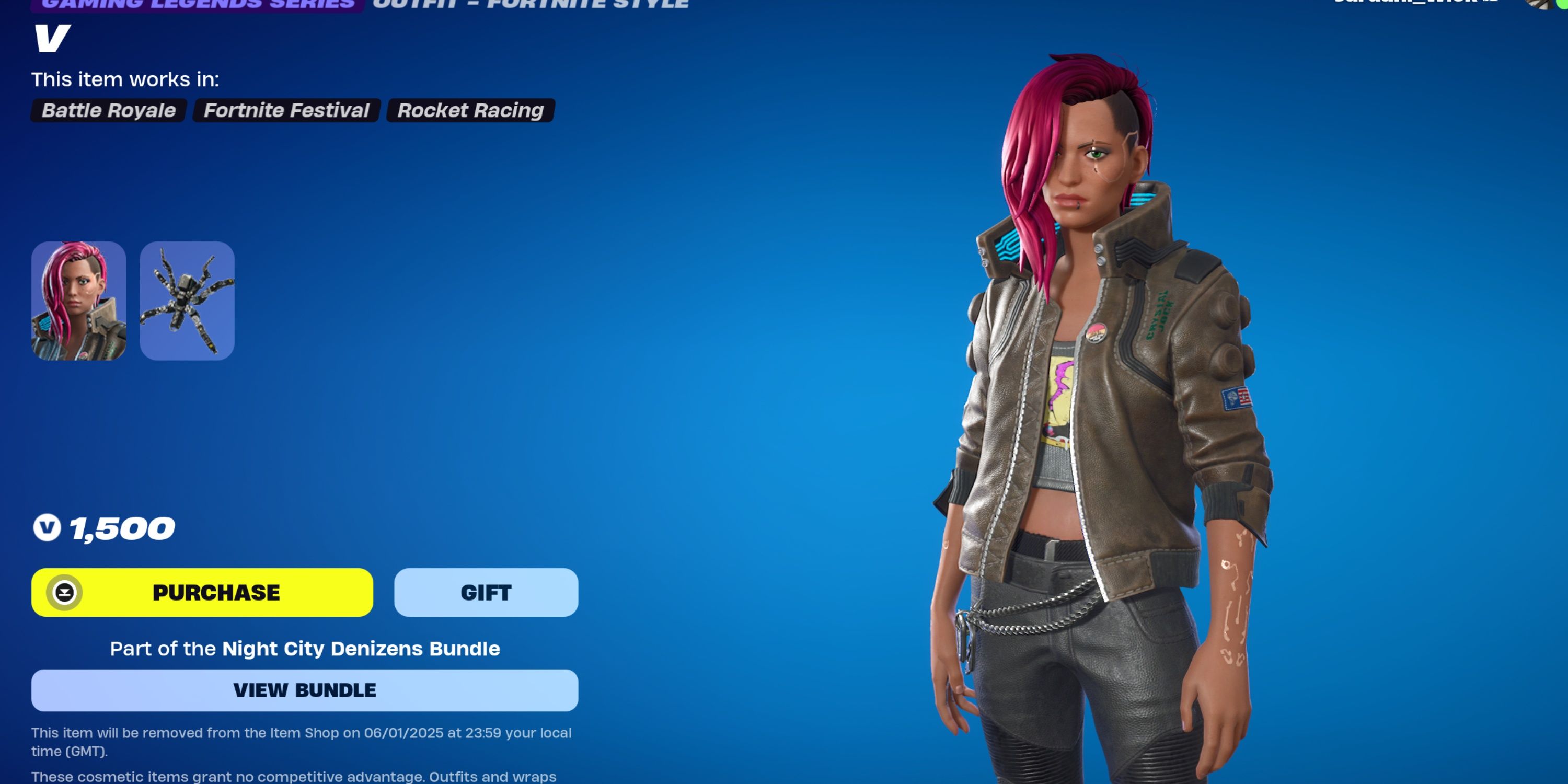 v outfit in fortnite