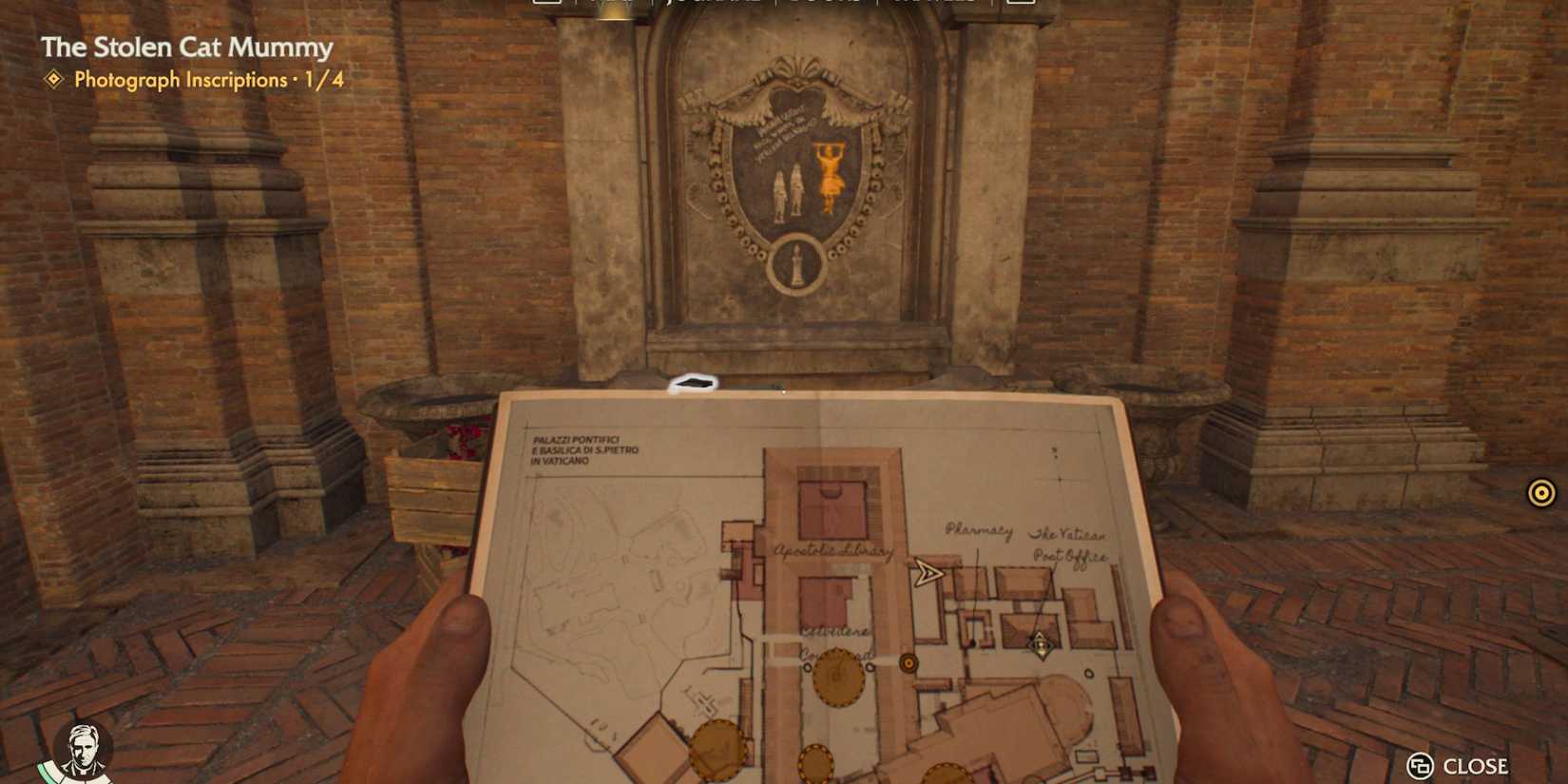 Via di Belvedere Inscription location in Indiana Jones and the Great Circle