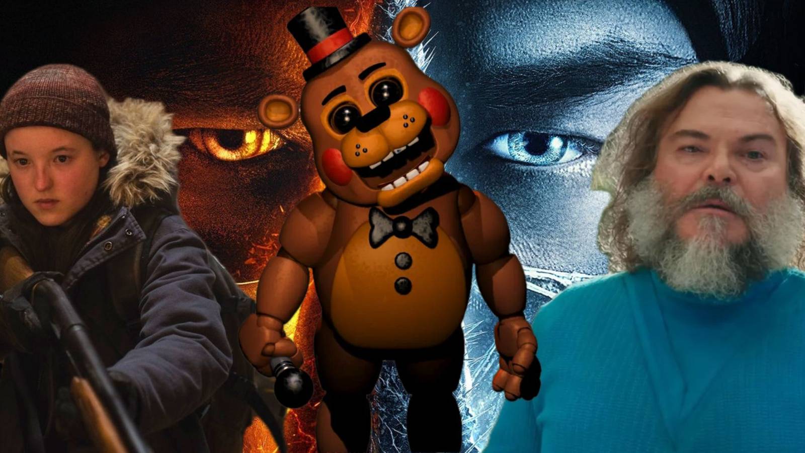 Ellie The Last of Us, Five Nights at Freddy's, Steve in Minecraft, Mortal Kombat