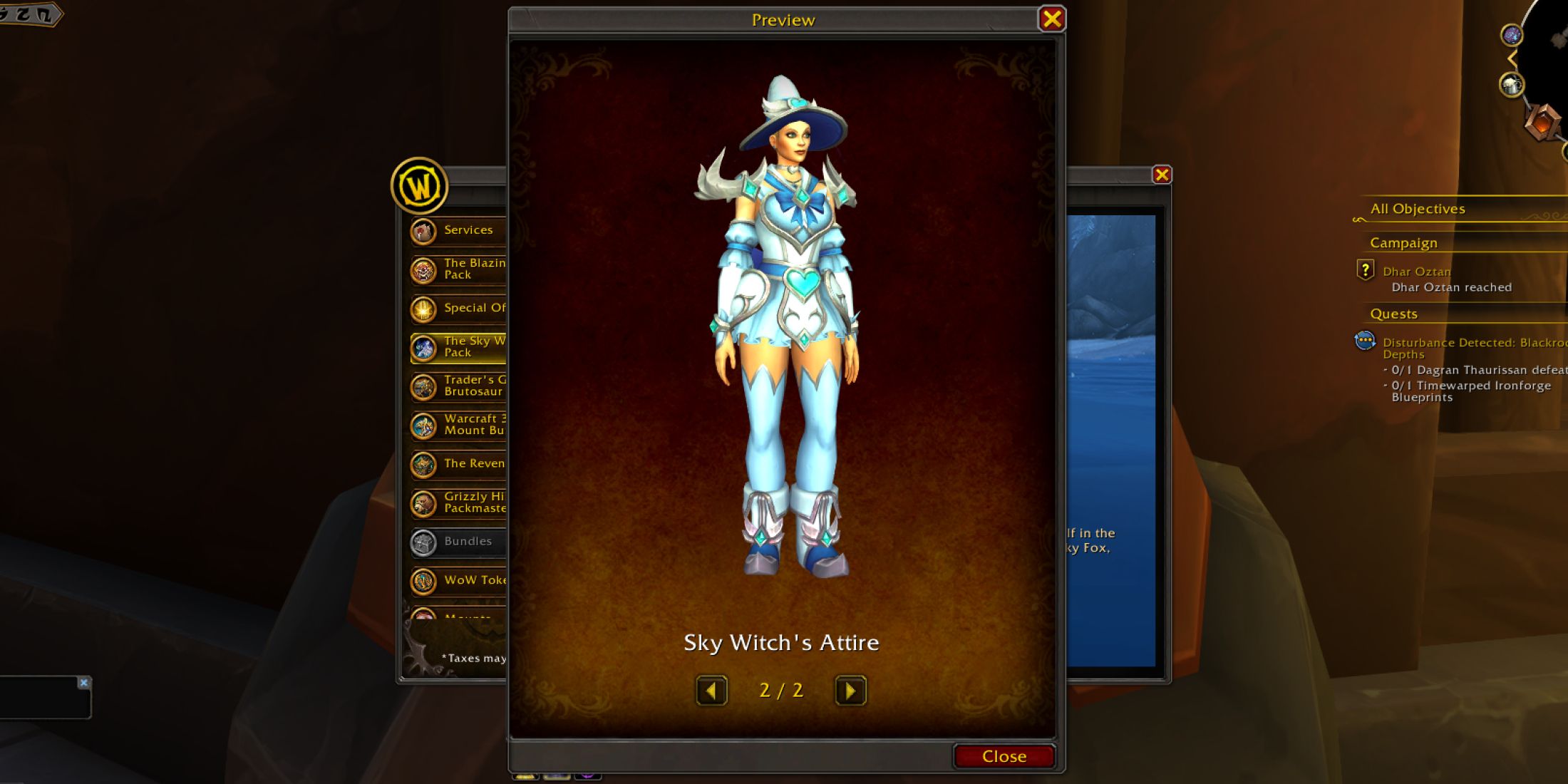 world of warcraft sky witch pack sky witch's attire ensemble