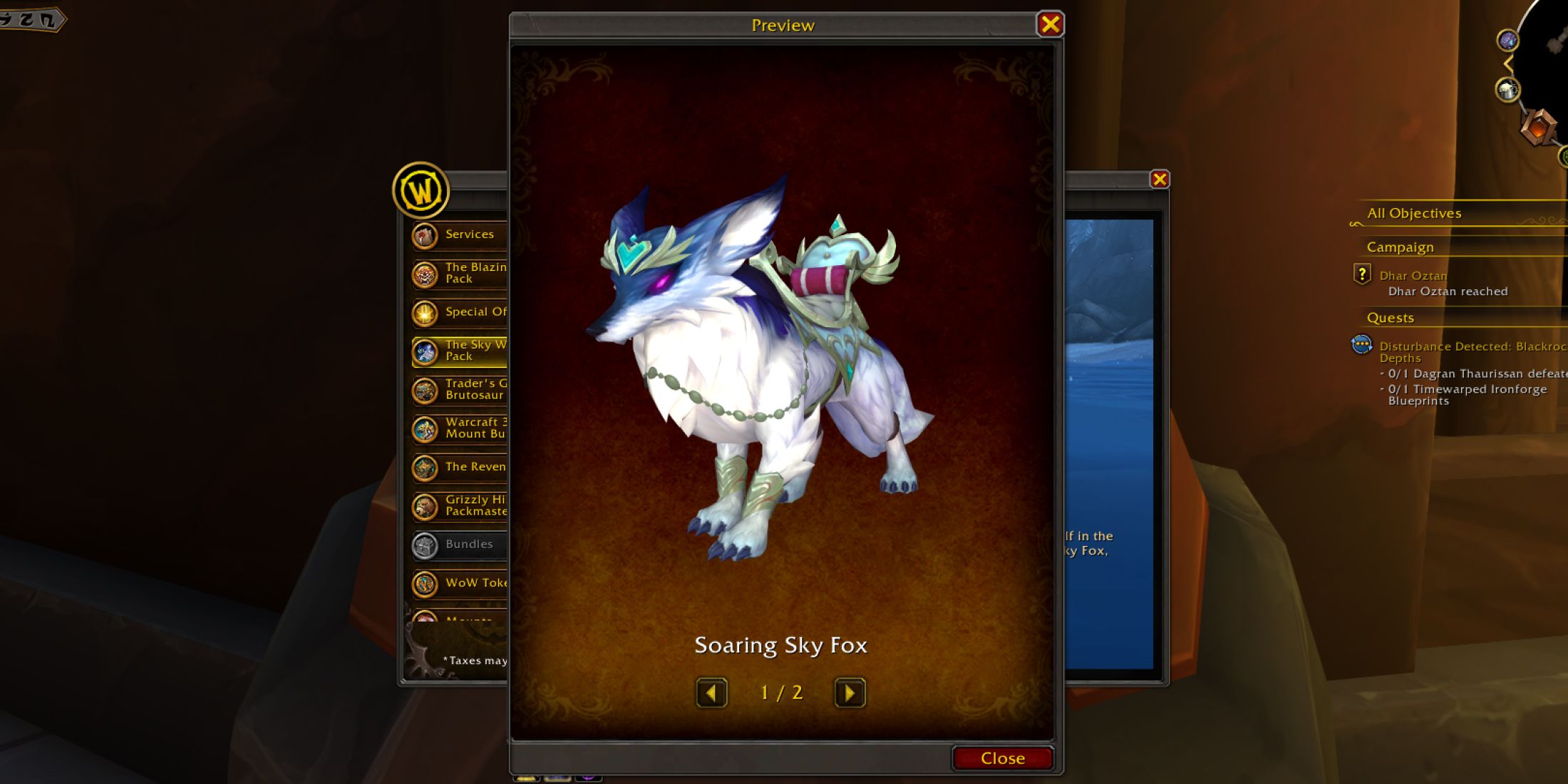 world of warcraft sky witch pack soaring sky fox