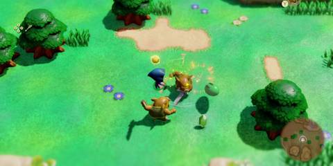 Zelda fighting some enemies in Hyrule Field.