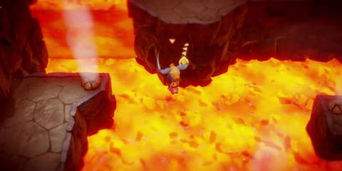 Zelda flying over Death Mountain.