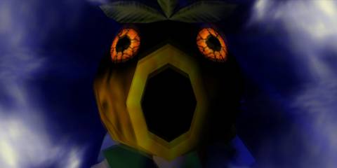 Link transforming with the Deku mask in The Legend Of Zelda: Majora's Mask