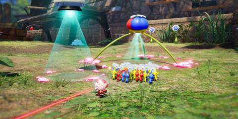 A Group of Pikmin Exploring in Pikmin 4