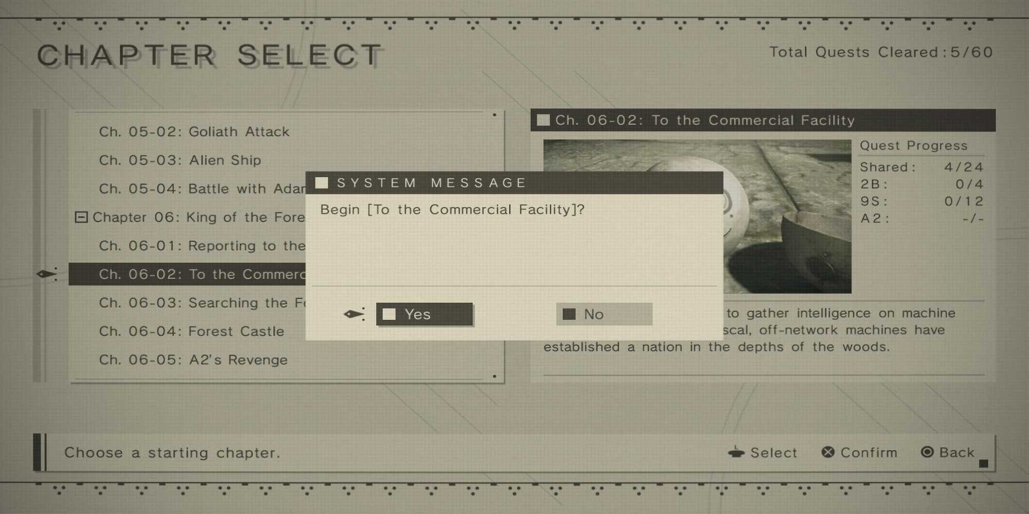 Game Chapter Select Screen How To Unlock Chapter Select In NieR: Automata
