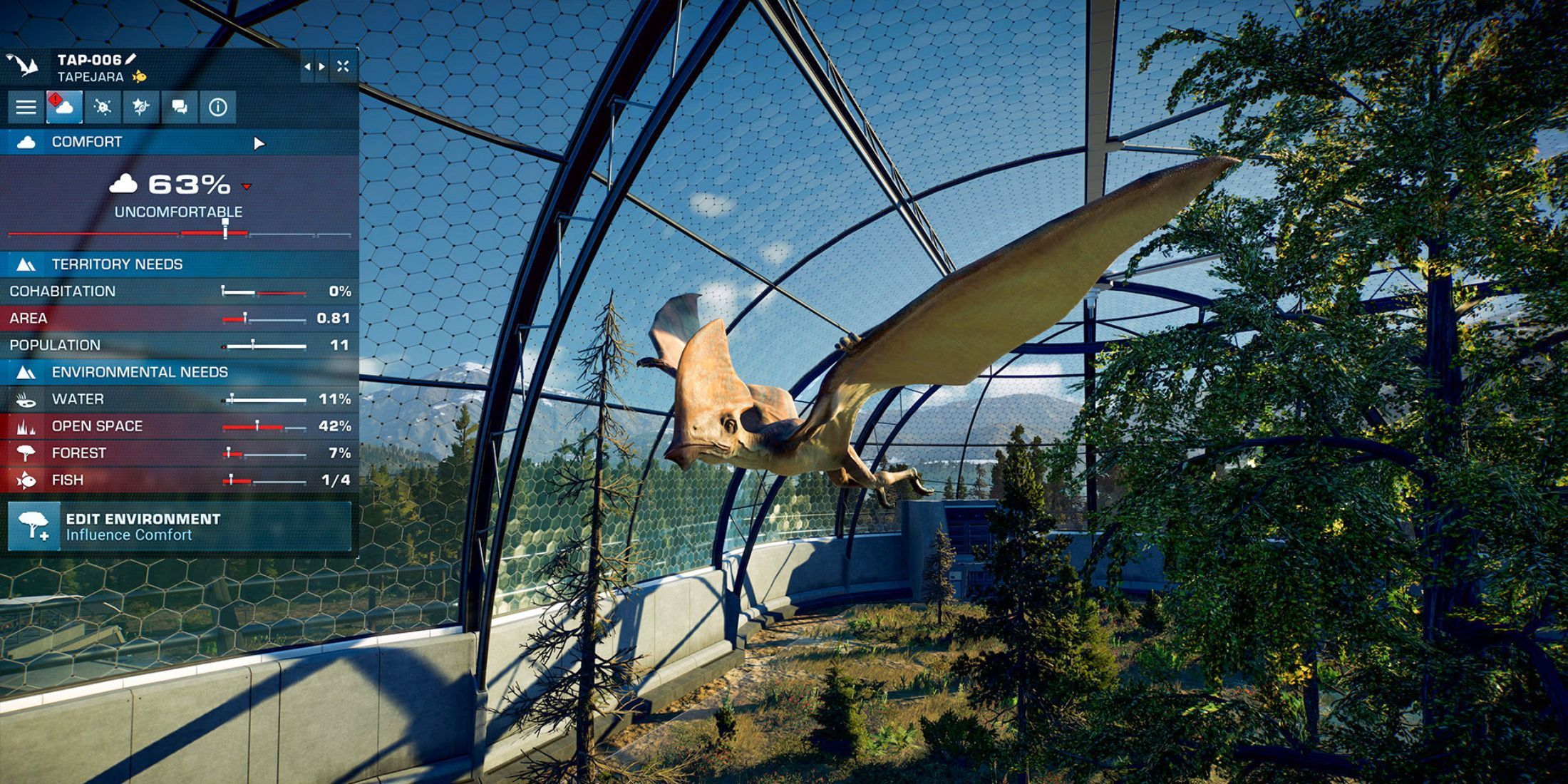 A Flying Tapejara Inside an Aviary From Jurassic World Evolution 2