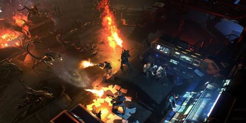 A Squad of Marines Fighting a Group of Xenomorphs in Aliens: Dark Descent