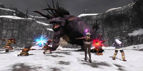 a party engaging a monster in battle in final fantasy xi