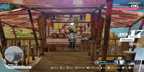 The Player Standing In Front Of The Village Butcher 