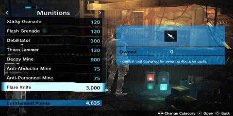 The Player Purchasing The Flare Knife 