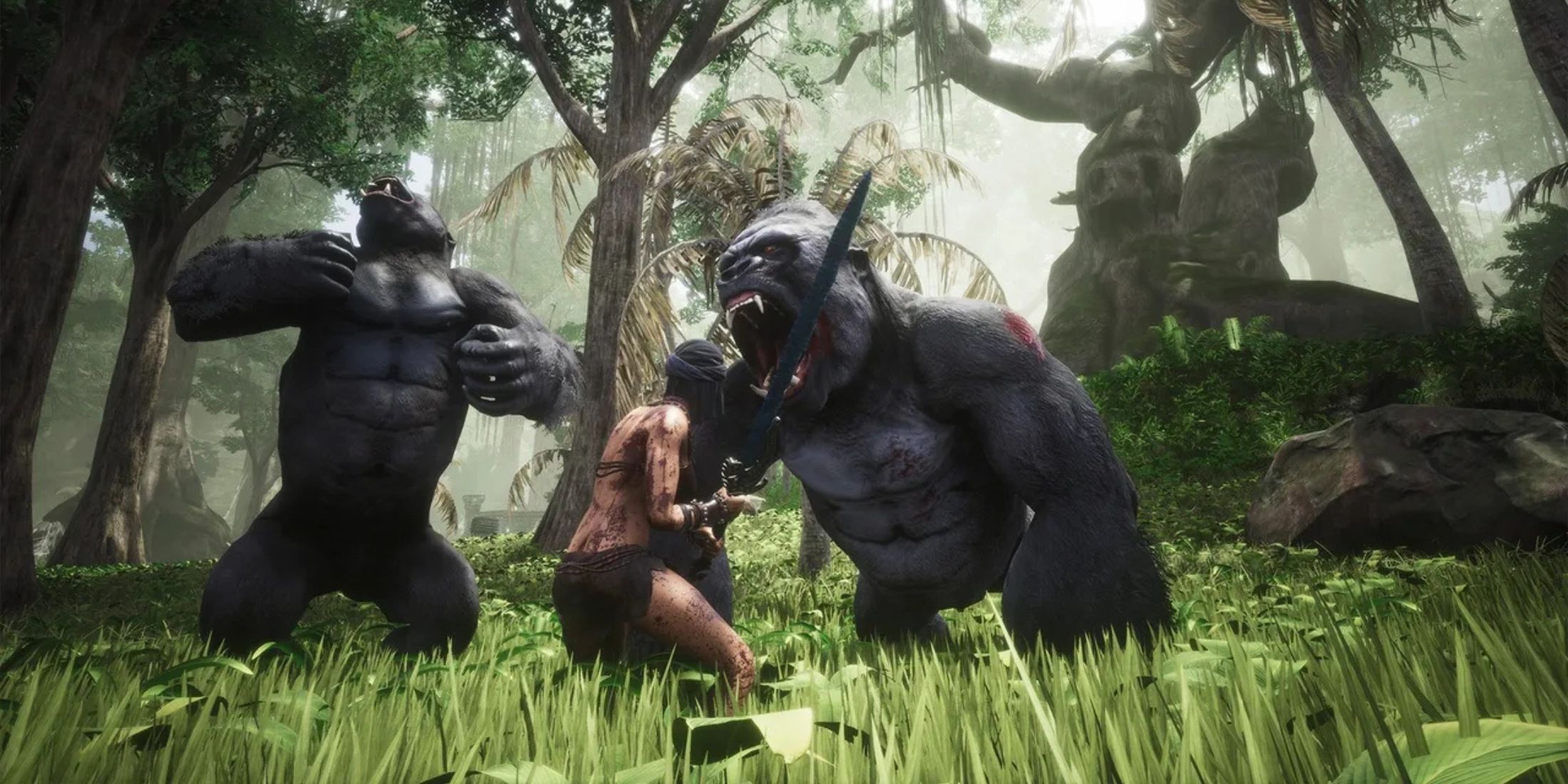 Fighting Two Giant Gorillas in Conan Exiles 