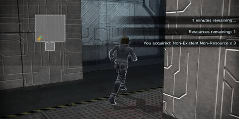 The Player Picking Up Items In The Cell Garden 