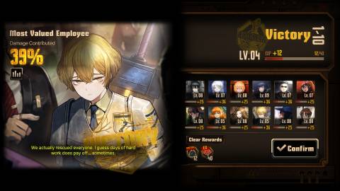 The victory screen in Limbus Company