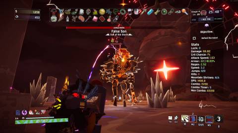 Fighting False Son as modded Enforcer in RoR 2