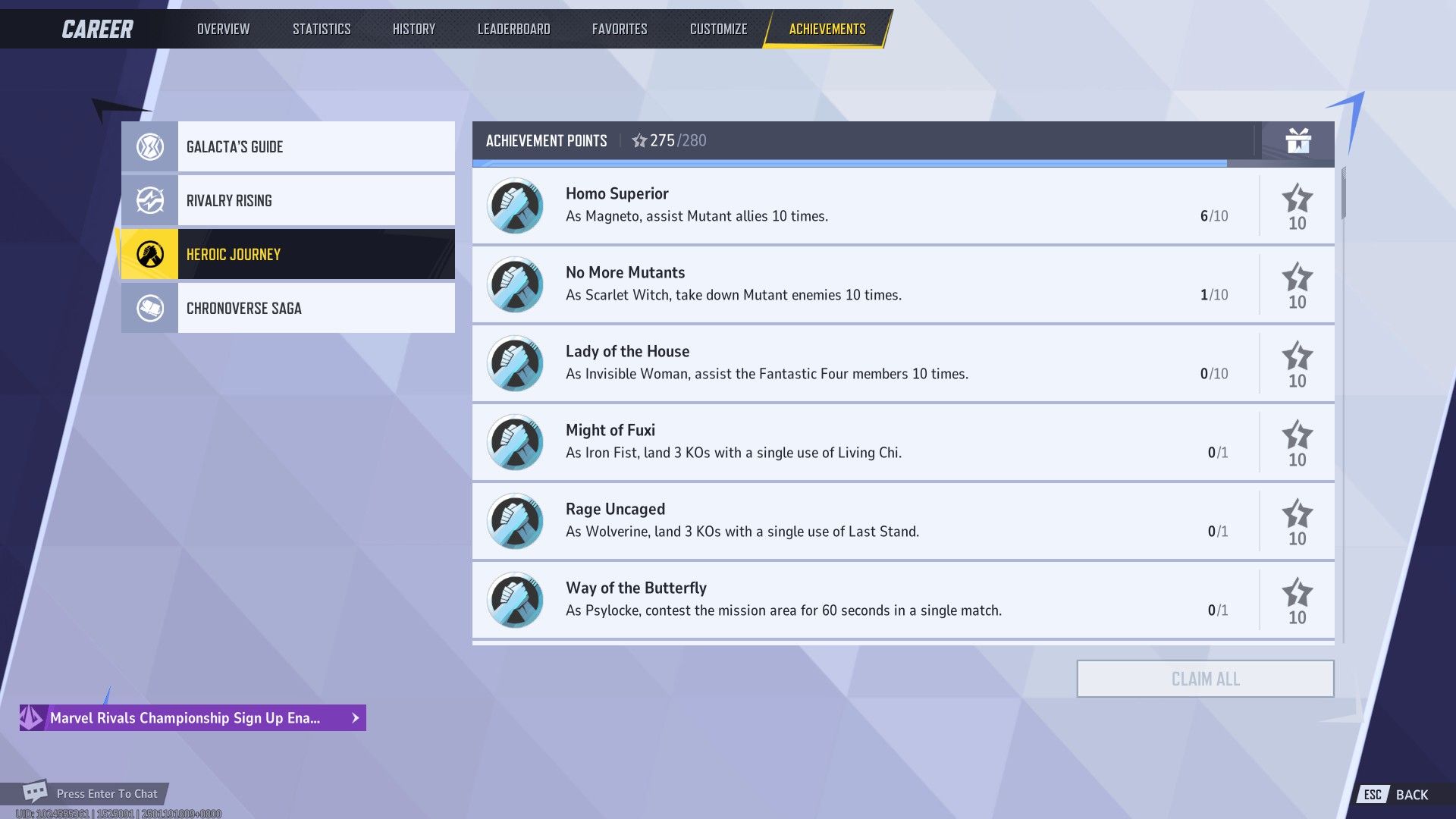 All Heroic Journey Achievements in Marvel Rivals