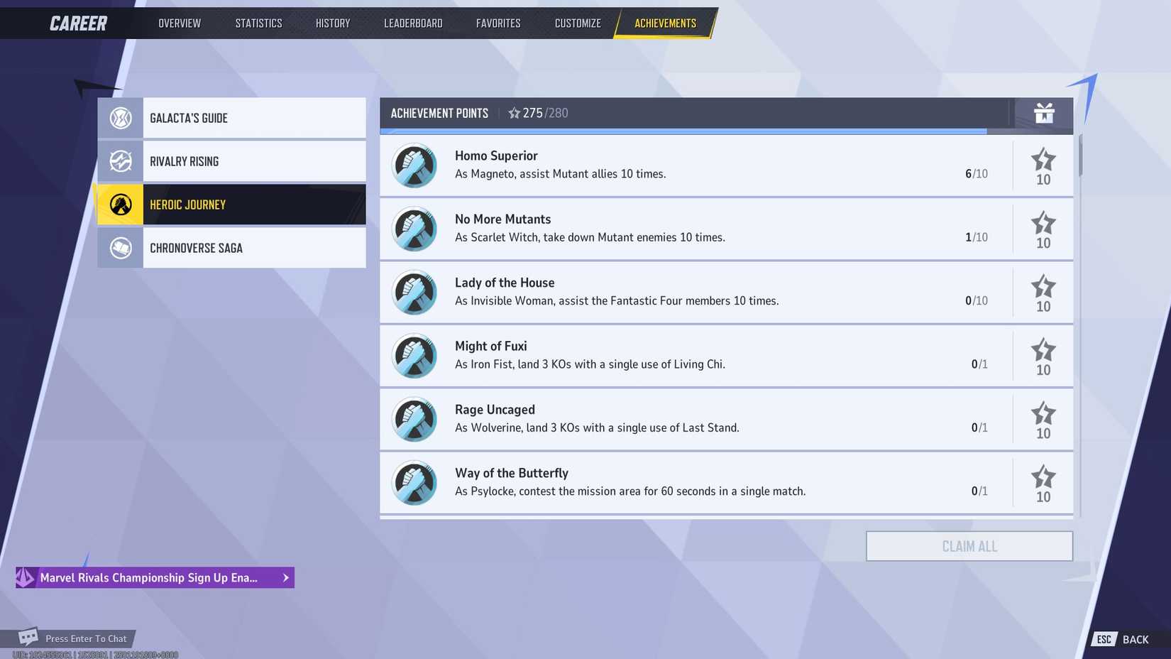 Heroic Journey Achievements in Marvel Rivals
