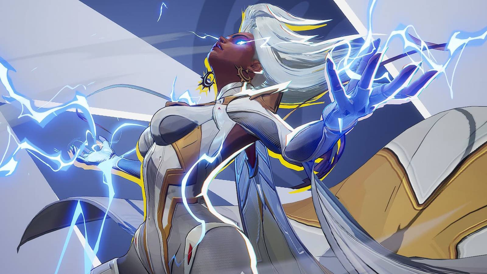 Storm MVP pose with the Ivory Breeze skin in Marvel Rivals