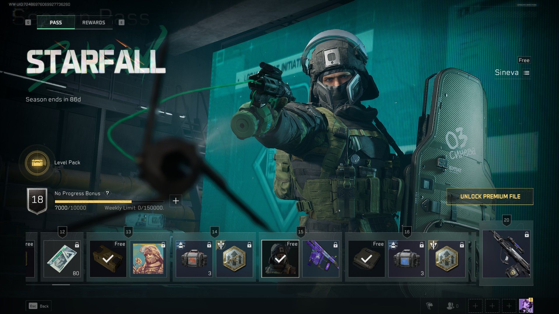 The Starfall Battle Pass featuring Sineva in Delta Force