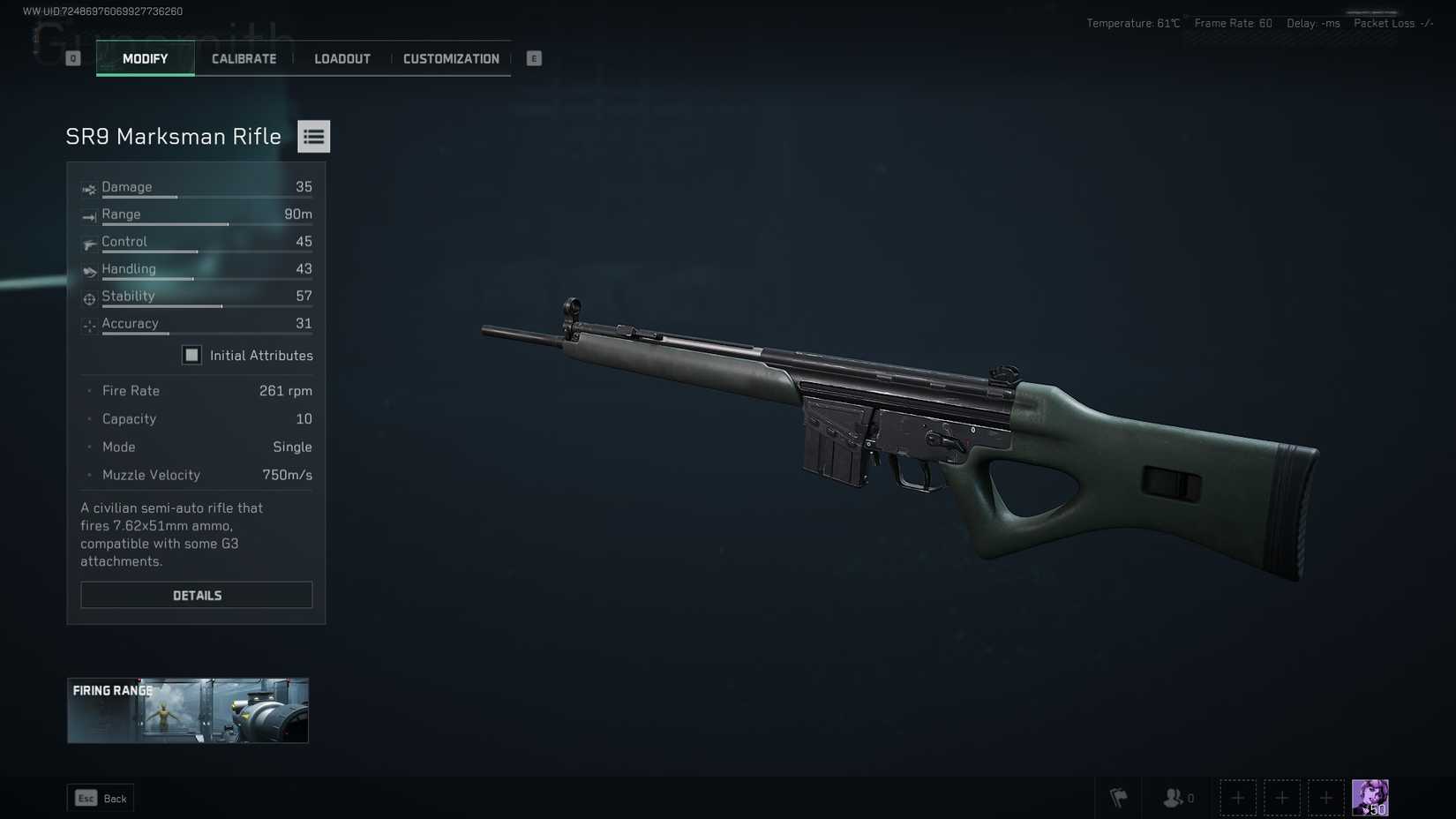 SR9 base stats in Delta Force